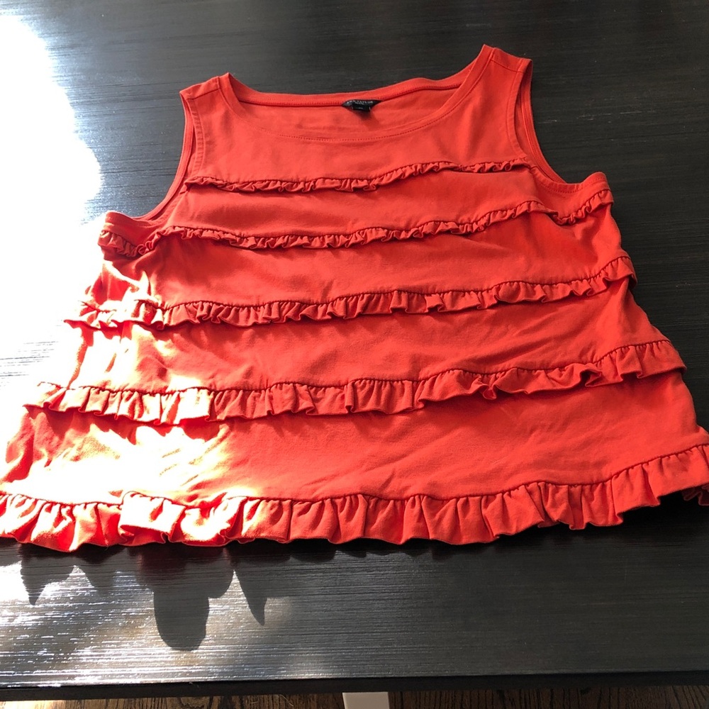 Ann Taylor Orange Ruffle Tank Top